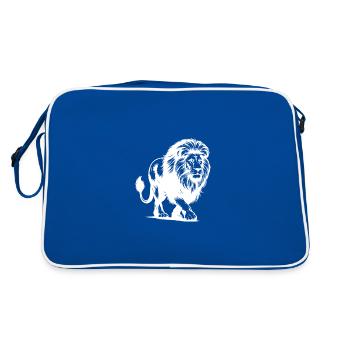 Puissant grand chat lion avec crinière - Sac Retro - bleu/blanc - Dos