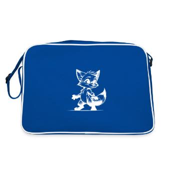 Schlauer Fuchs Schlitzohr Fuchs Zeichnung Skizze - Retro Tasche - Blau/Weiß - Hinten