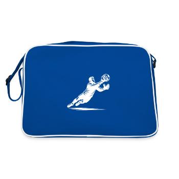 Le gardien de but pare le ballon volant - Sac Retro - bleu/blanc - Dos