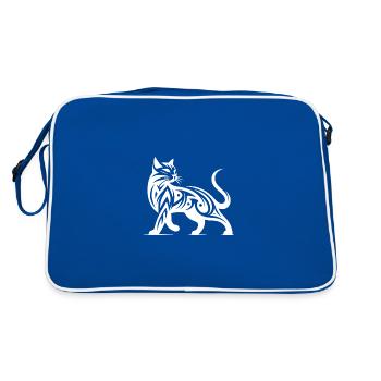 Tribal cat tattoo in stylish elegance - Retro Bag - blue/white - Back