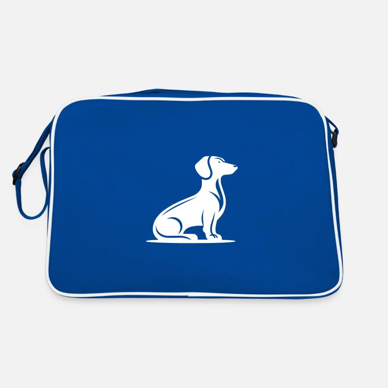 Minimaliste teckel silhouette chien portrait Sac Retro