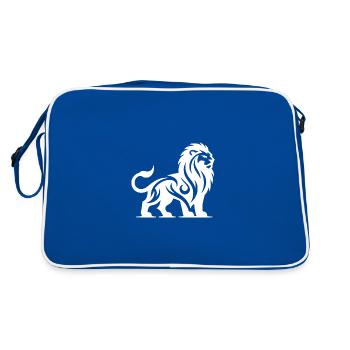 Tribal lion with wild mane - Retro Bag - blue/white - Back