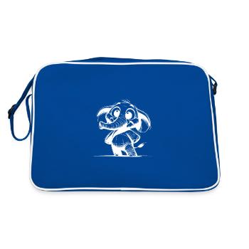 Elephant baby with huge trunk and eyes - Retro Bag - blue/white - Back