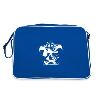 Funny elephant, big eyes, huge trunk - Retro Bag - blue/white - Back