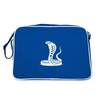 Cobra serpent cou bouclier menaçant posture conception - Sac Retro - bleu/blanc - Dos