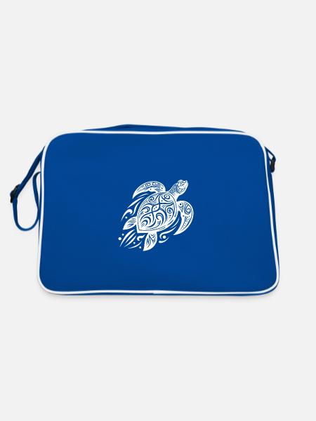 Powerful Pacific Turtle Meets Tribal - Retro Bag - blue/white - Back
