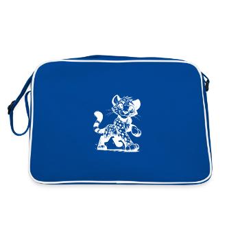 Leopard with smile, dots and cuddle factor - Retro Bag - blue/white - Back