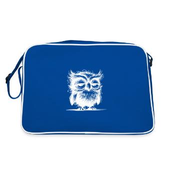 Morning grouch owl with feathers and style - Retro Bag - blue/white - Back