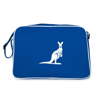 Silhouette eines anmutigen Kängurus - Retro Tasche - Blau/Weiß - Hinten
