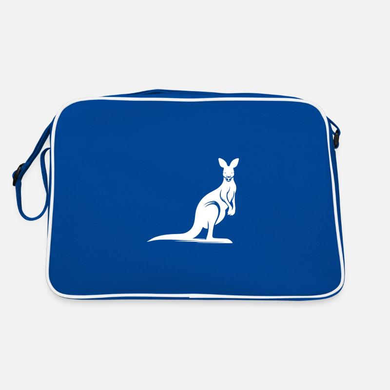 Silhouette eines anmutigen Kängurus - Retro Tasche - Blau/Weiß
