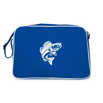 Poisson sandre sauteur motif classique de pêcheur - Sac Retro - bleu/blanc - Dos