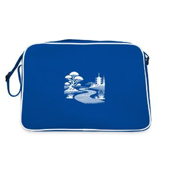 Motif de sable et inspiration jardin zen pagode - Sac Retro - bleu/blanc - Dos