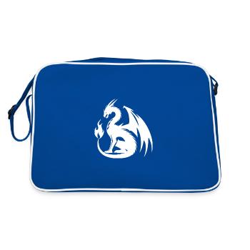 Dragon géant en colère avec d’énormes ailes - Sac Retro - bleu/blanc - Dos