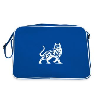 Cat Art dans le style tribal Cat Lover - Sac Retro - bleu/blanc - Dos