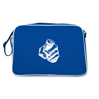 Hand with index finger finger pointing hand gesture - Retro Bag - blue/white - Back