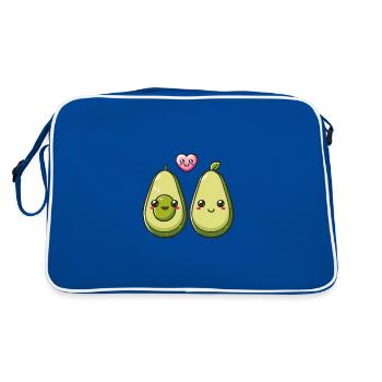 Avokado Paar Liebe Herz Lustig - Retro Tasche - Blau/Weiß - Hinten