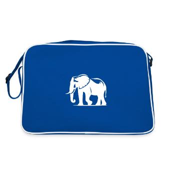 Grande silhouette d’éléphant avec défenses - Sac Retro - bleu/blanc - Dos