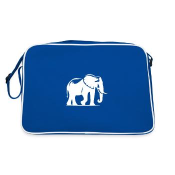Portrait de silhouette d’éléphant avec défenses - Sac Retro - bleu/blanc - Dos