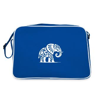 Elegant tattoo elephant with big tusks - Retro Bag - blue/white - Back