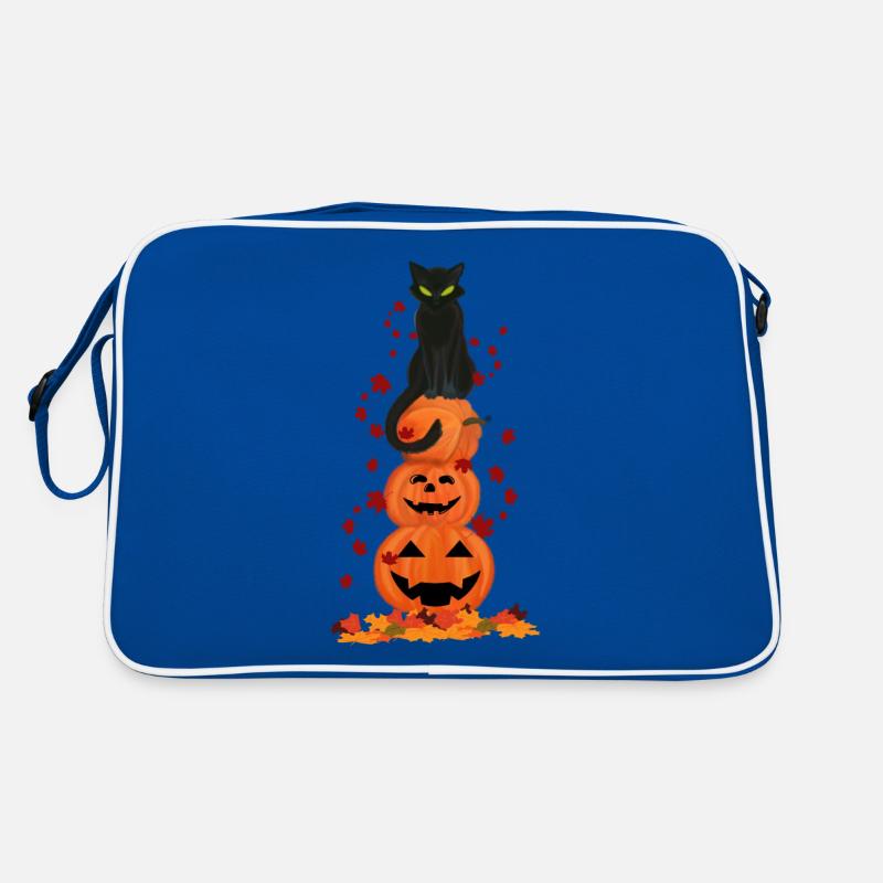 Halloween Design Laughing Pumpkin Chat Noir Sac Retro