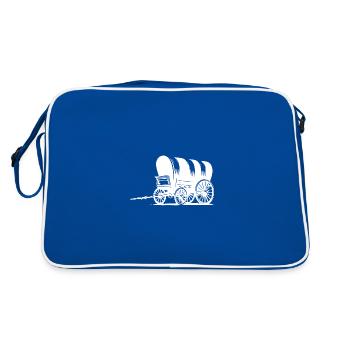 Wagon couvert avec bâche rayée - Sac Retro - bleu/blanc - Dos