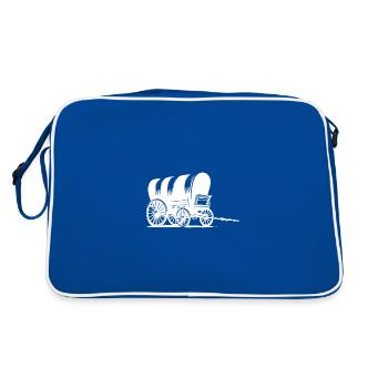Vieux wagon couvert de side-car avec bâche rayée - Sac Retro - bleu/blanc - Dos