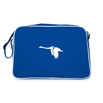 Élégant cygne volant sur de grandes ailes - Sac Retro - bleu/blanc - Dos