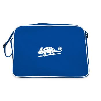 Un caméléon tacheté marche sur une branche - Sac Retro - bleu/blanc - Dos