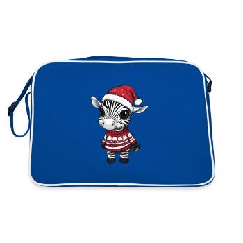 Zebra Weihnachten Comic - Retro Tasche - Blau/Weiß - Hinten