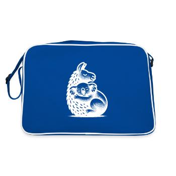 Cute Sleeping Llama with Very Tired Koala - Retro Bag - blue/white - Back