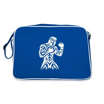 Boxe thaïlandaise Tribal Tattoo Fist Boxer Fighter - Sac Retro - bleu/blanc - Dos