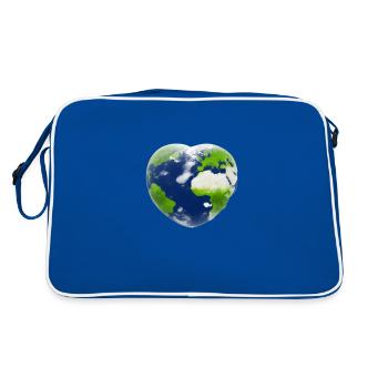 Earth Heart Heart Heart Shaped Planet Gift Idea - Retro Bag - blue/white - Back