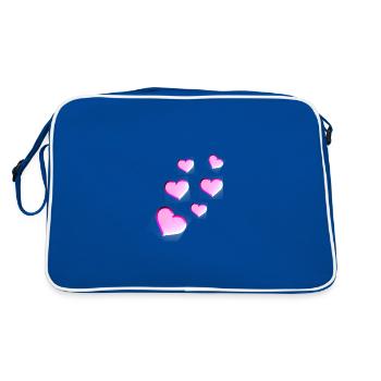 Pink Heart Pattern Coeur Rose Amour - Sac Retro - bleu/blanc - Dos
