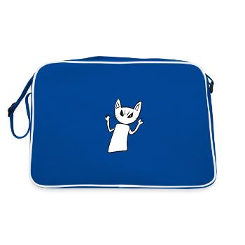 Cat creepy angry angry animal - Retro Bag - blue/white - Back