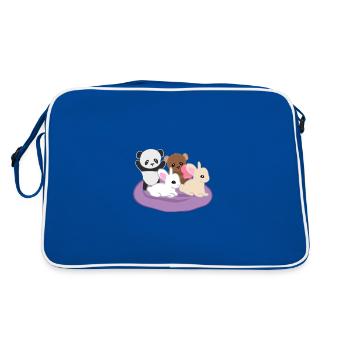 Cute animals panda rabbit bear cuddle - Retro Bag - blue/white - Back
