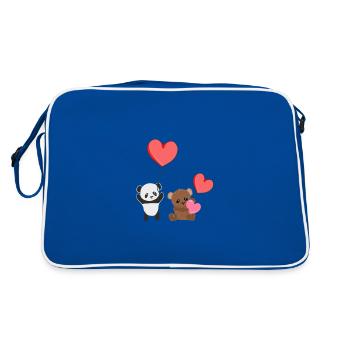 panda animal ours coeur doux - Sac Retro - bleu/blanc - Dos