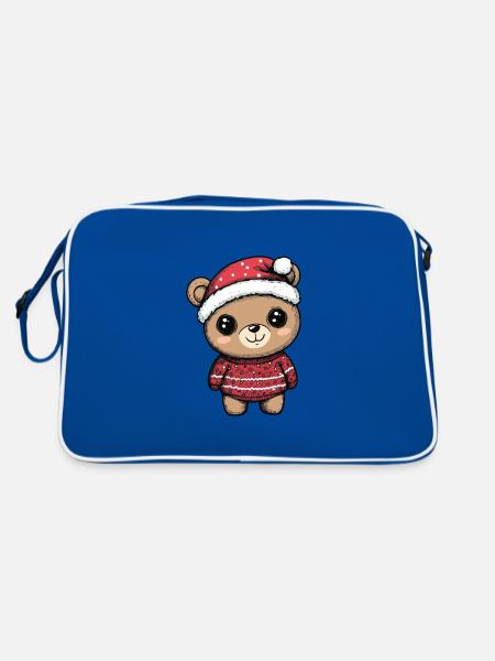 Bear Christmas Comic - Retro Bag - blue/white - Back
