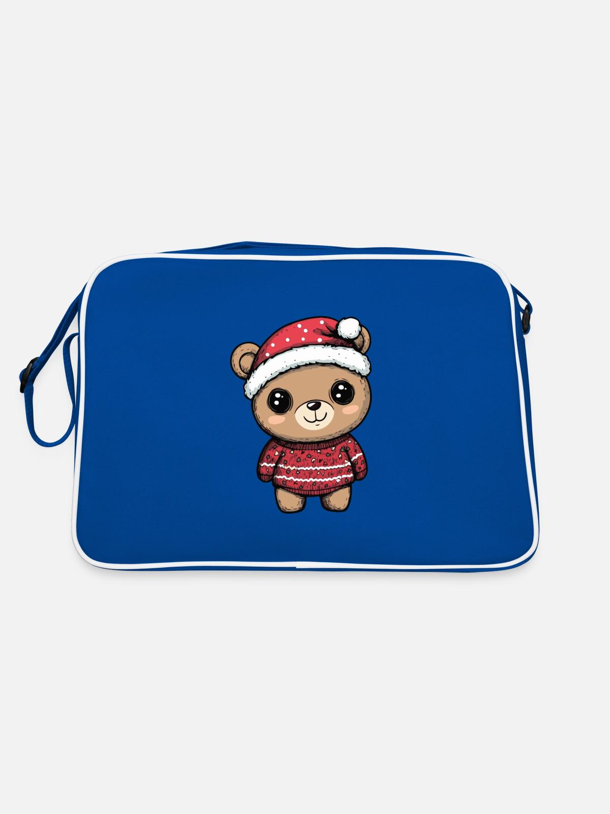 Bear Christmas Comic - Retro Bag - blue/white - Back