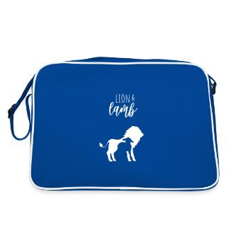 Lion and the Lamb hand lettering with graphics - Retro Bag - blue/white - Back