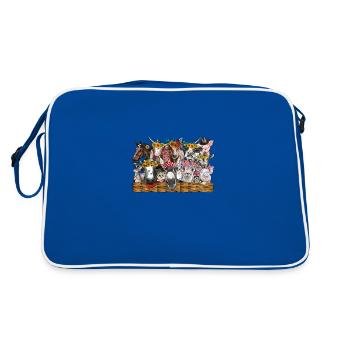 Animaux de la ferme aquarelle - Sac Retro - bleu/blanc - Dos