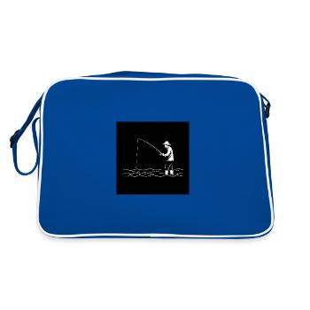 Angeln: Ein Abenteuer in Ruhe und Natur - Retro Tasche - Blau/Weiß - Hinten