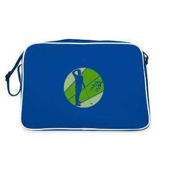 golf golfsport golfspieler abschlag - Retro Tasche - Blau/Weiß - Hinten