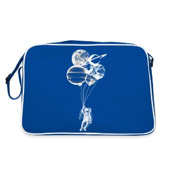 Astronaut with planetary balloons - Space Design - Retro Bag - blue/white - Back