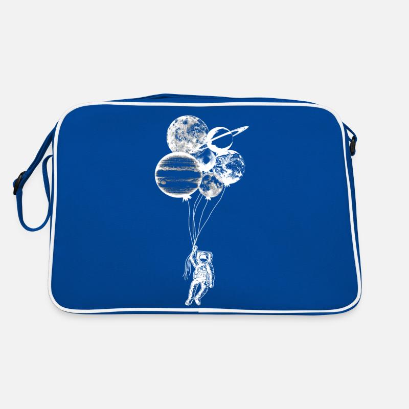 Astronaut with planetary balloons - Space Design - Retro Bag - blue/white