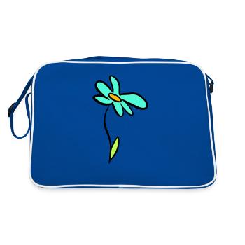 Illustration de fleur heureuse faite à la main - Sac Retro - bleu/blanc - Dos