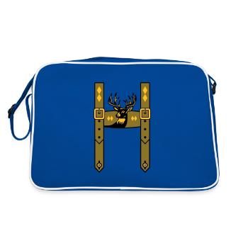 Lederhose Bayern Wiesn Hirschgeweih - Retro Tasche - Blau/Weiß - Hinten