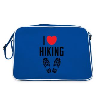 I Love Hiking Nature Experience Statement Heart - Retro Bag - blue/white - Back