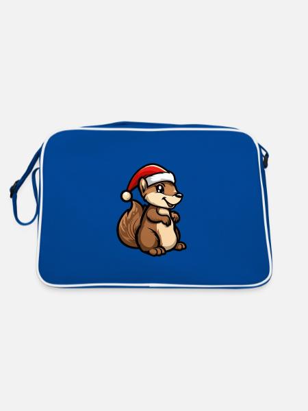 Squirrel Christmas - Retro Bag - blue/white - Back