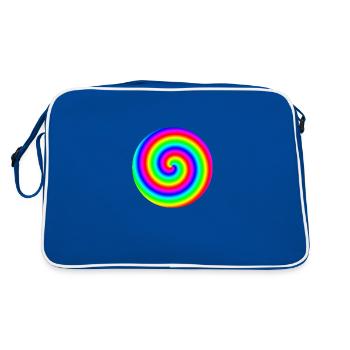 3D Regenbogen Geschenkidee Röhre bunt Hypnose LGBT - Retro Tasche - Blau/Weiß - Hinten