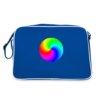 Spirale Regenbogen bunt Geschenkidee - Retro Tasche - Blau/Weiß - Hinten